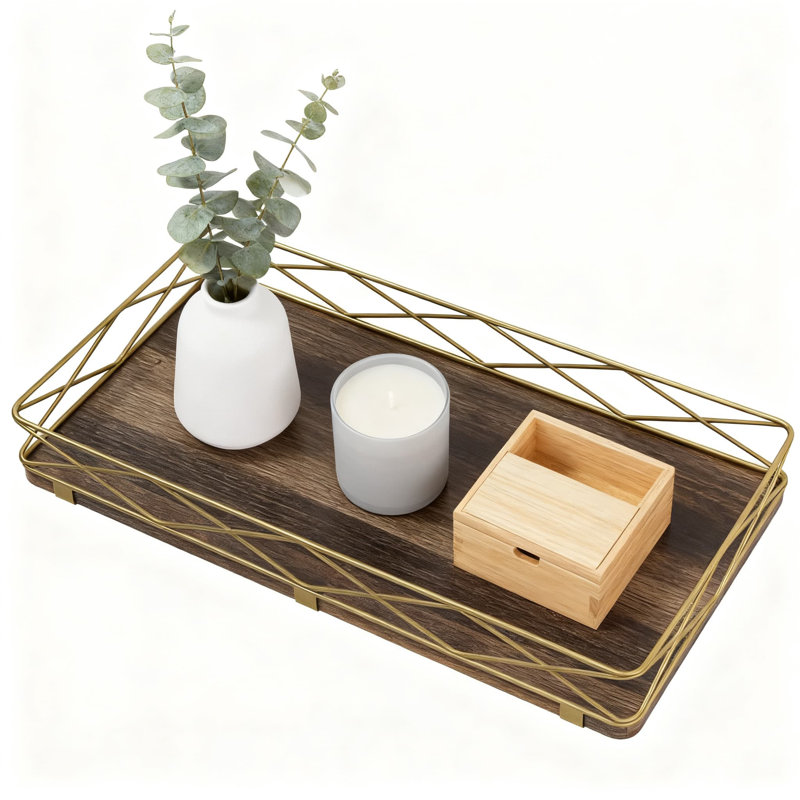 Bathroom Countertop Organizer Tray, Toilet Tank Storage Basket With Diamond Design For Toilet Paper, Soap Dispenser And Bathroom Essentials