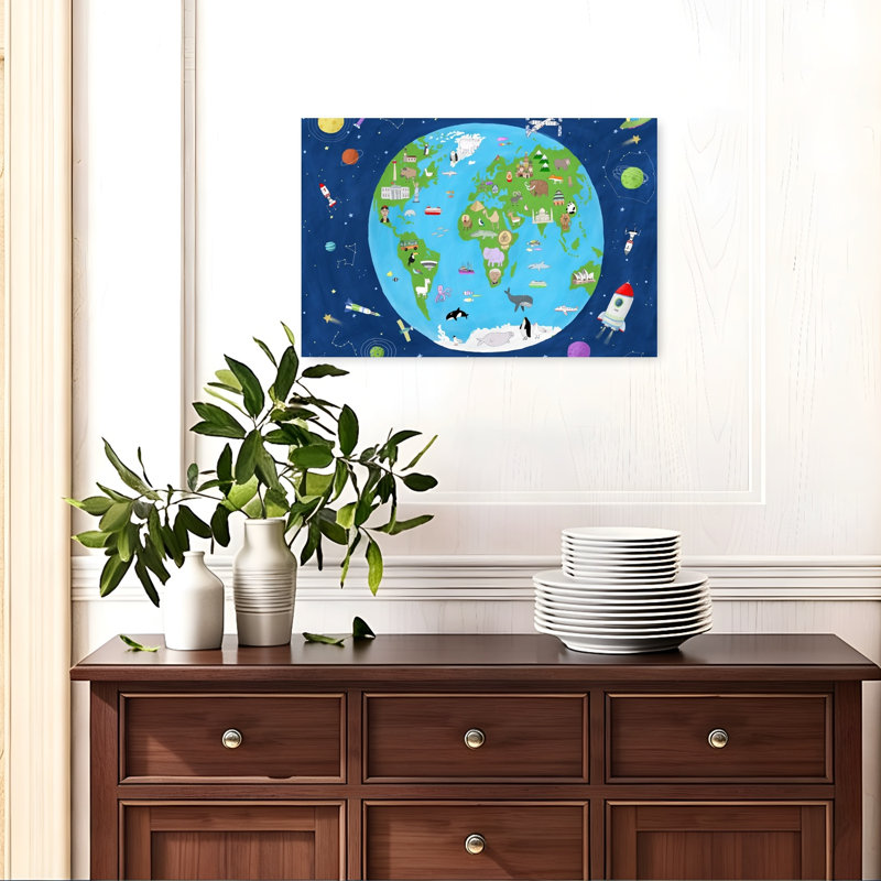 Exploration de la planète Terre, reproduction d'art animalier contemporain abstrait, H 16 po x l 24 po