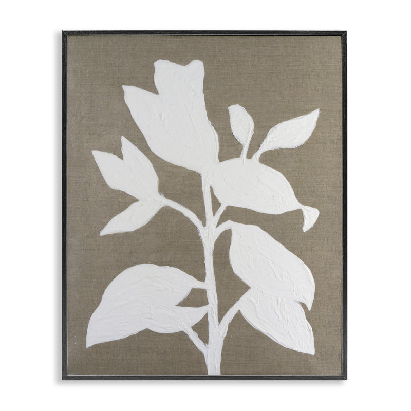 Impression florale minimaliste givrée, design par Vanna Lam, H 14 po x l 11 po, Giclée encadrée noir minuit