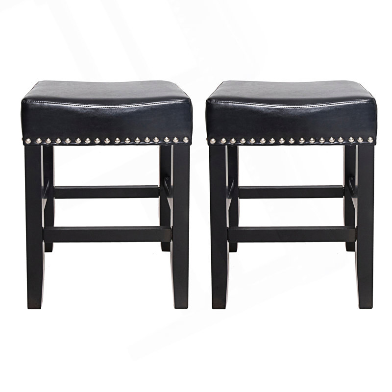 Tabourets de comptoir 2 pièces sans dossier, Noir