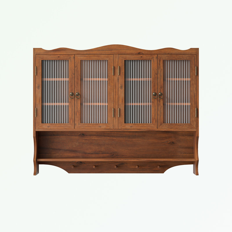 Armoire murale 4 portes avec tablette ouverte, Brun