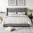 Modern Upholstered Platform Bed With Corduroy Wing Headboard-109801229-109801231