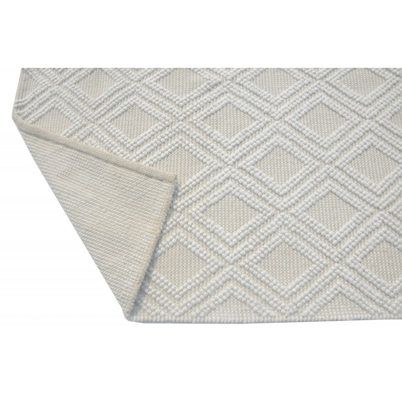 Tapis ivoire à motif de losanges moderne, Rectangle 6 pi x 9 pi