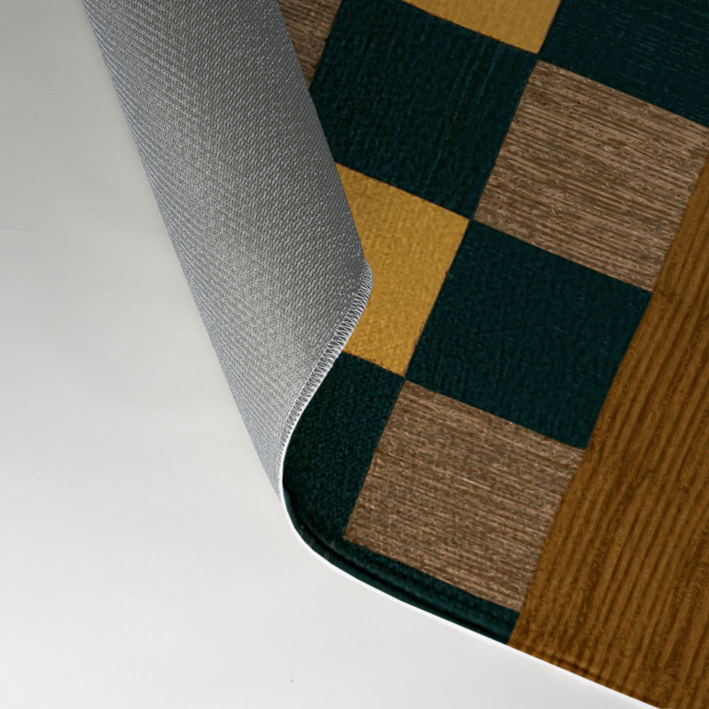 Tapis d'intérieur et d'extérieur à carreaux brun, Rectangle 5 pi x 7 pi