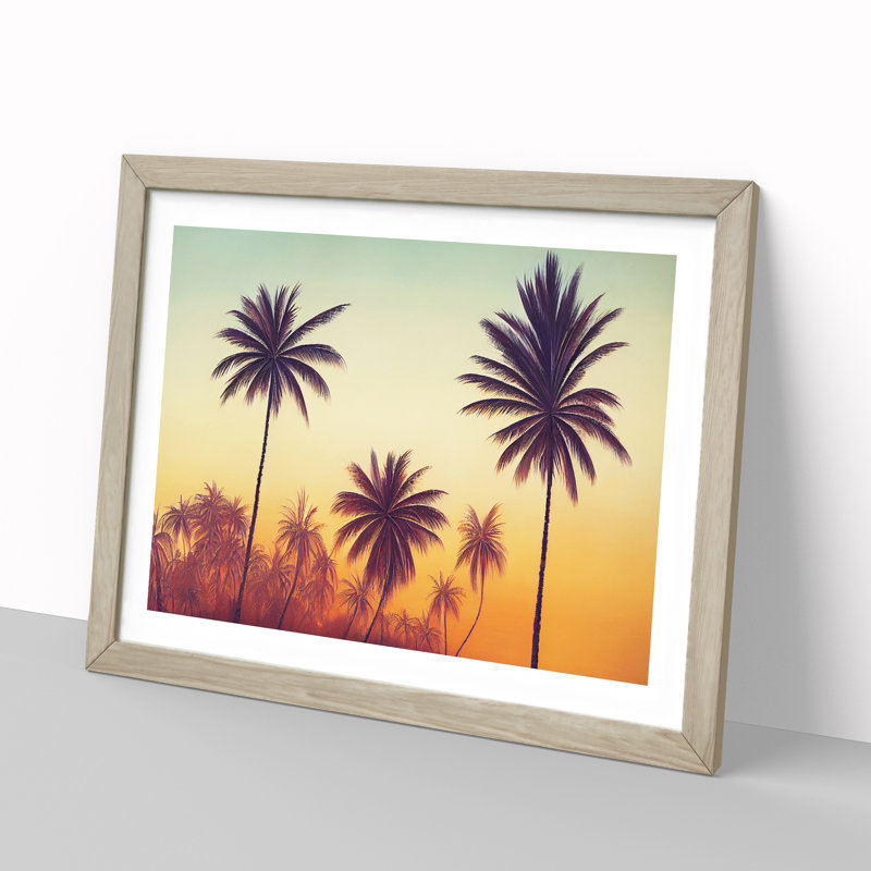 Stimulating Palm Trees - Framed Print, 25cm H x 34cm W x 2cm D, Oak