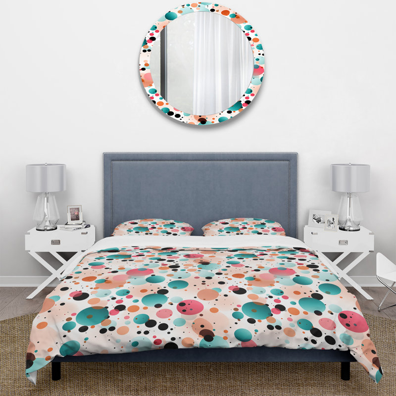 Ensemble de housse de couette motif marocain à pois II, Housse de couette simple + 1 taie décorative stan
