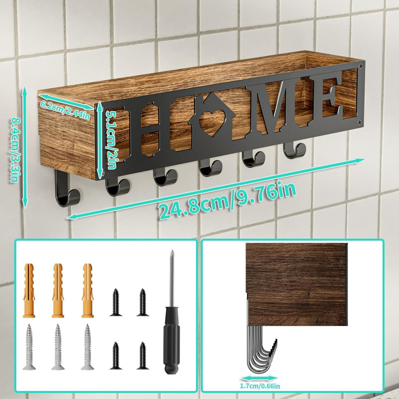 Alarico Manufactured Wood Wall Organizer, Brown