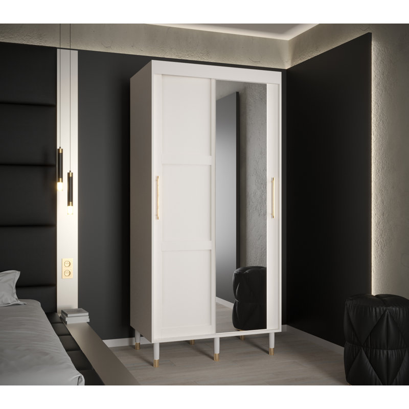 Aluesi 2 Door Manufactured Wood Wardrobe, 208cm H x 100cm W x 62cm D, White