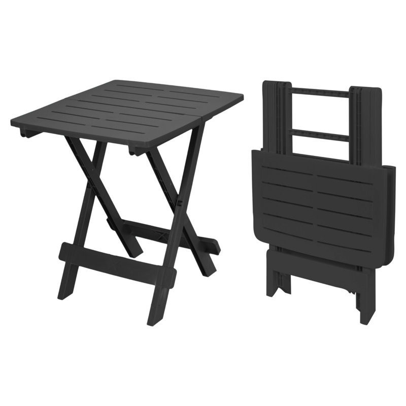 Aji Folding Plastic Garden Table, Black, 50cm H x 45cm W x 45cm D