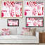 Éléments graphiques rétro en orange et rouge II - peinture sur toile-67232821-67232825