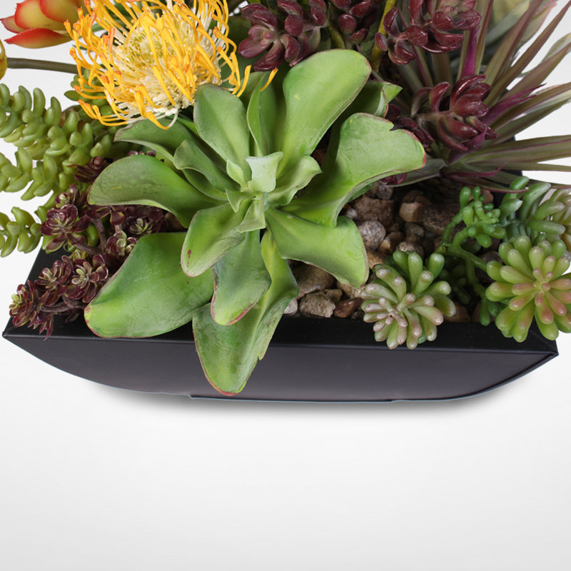18'' Faux Succulent in Metal Planter
