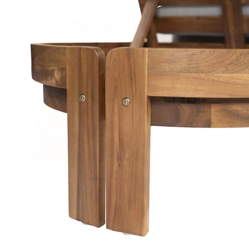 Ensemble de 2 chaises longues en bois d'acacia avec coussin de 6,9 pouces et finition en teck
