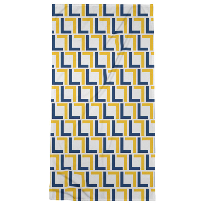 Serviette de plage en microfibre, Blanc / bleu marine / or