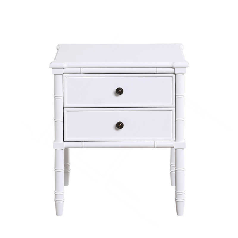 Emmett 2 Drawer Nightstand - White, White