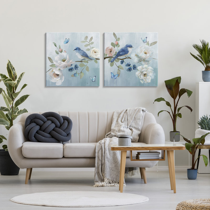 Ensemble de 2 toiles Nature's Tranquility Florals, design par Nan, H 24 po x l 24 po