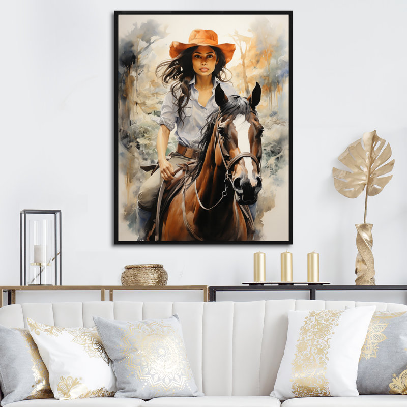 «Xaiver Cowgirl Trailblazing Spirit» sur impression sur toile, H 20 po x l 12 po x P 1 po, Cadre flottant noir