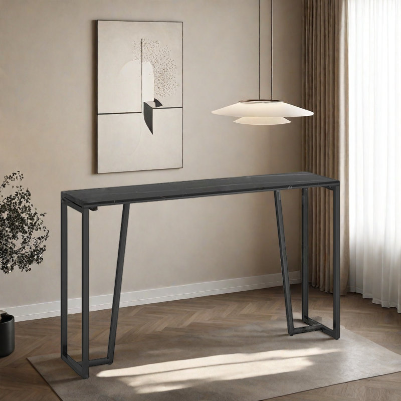 Une table de bar luxueuse et très luxueuse, H 41,3 po x L 55,1 po x l 15,7 po, Noir, Noir