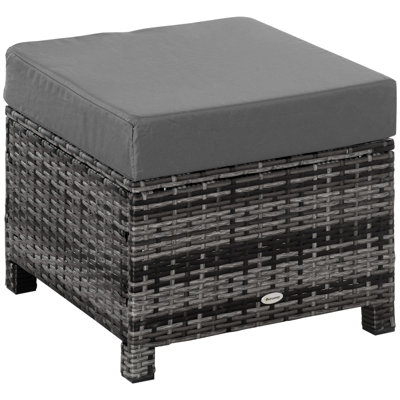 Repose-pieds pour l'extérieur en osier avec coussin moelleux Outsunny