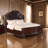 Chef Bed, Carved, Faux Leather Upholstery, Dark Brown Wood-93513253