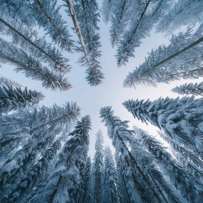 Art mural sur toile Skyward Winter Pines, H 40 po x l 40 po