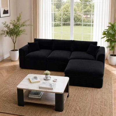 Canapés d'angle à compression, canapé modulaire moderne en mousse chenille pour la maison