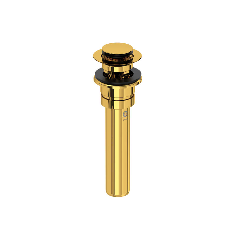 Push Drain with Overflow, Unlacquered Brass