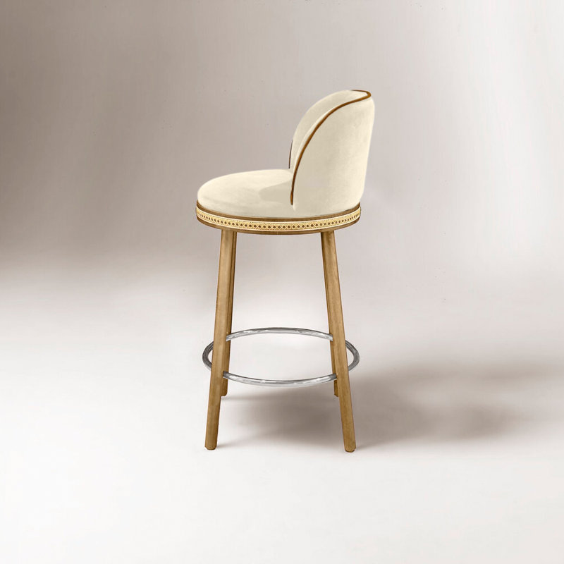 Alma Counter & Bar Stool, Bar Stool (30" Seat Height), Nuage, Satin Nickel