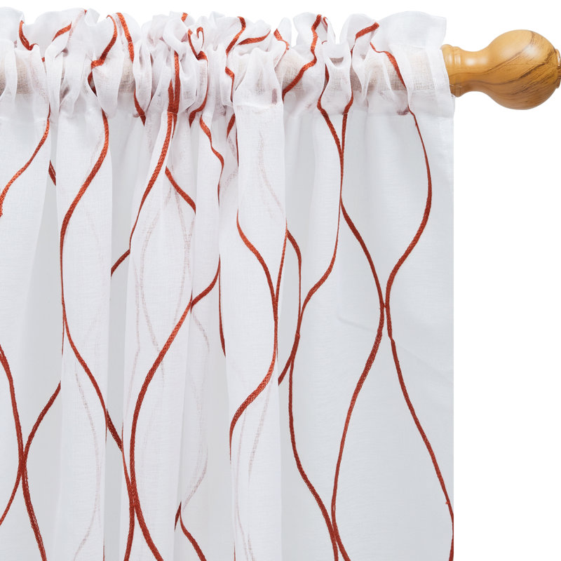 Bravar Sheer Curtain Pair, Orange, 52" W x 108" L