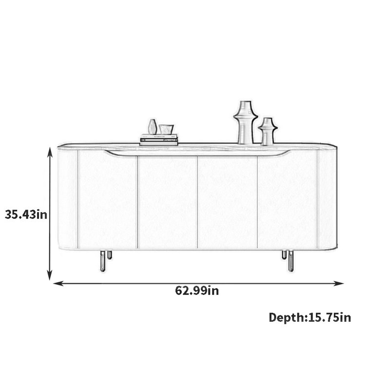 Buffet léger de luxe à grande capacité, H 35,43 po x l 62,99 po x P 15,75 po