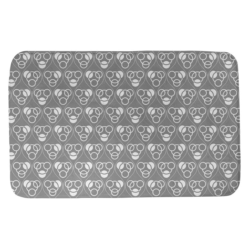 Tapis de bain géométrique rectangulaire antidérapant Circles Waves, l 21 po x L 34 po, Gris/blanc
