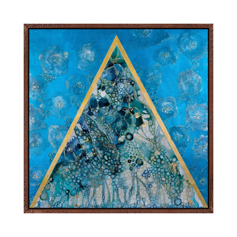 Triangle Pose by Mishel Schwartz - Painting on Canvas, 66.04cm H x 66.04cm W x 3.81cm D, Classic Brown Wood Floater Framed