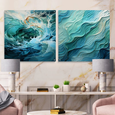 Clari - ensemble de 2 peintures murales abstraites en acrylique