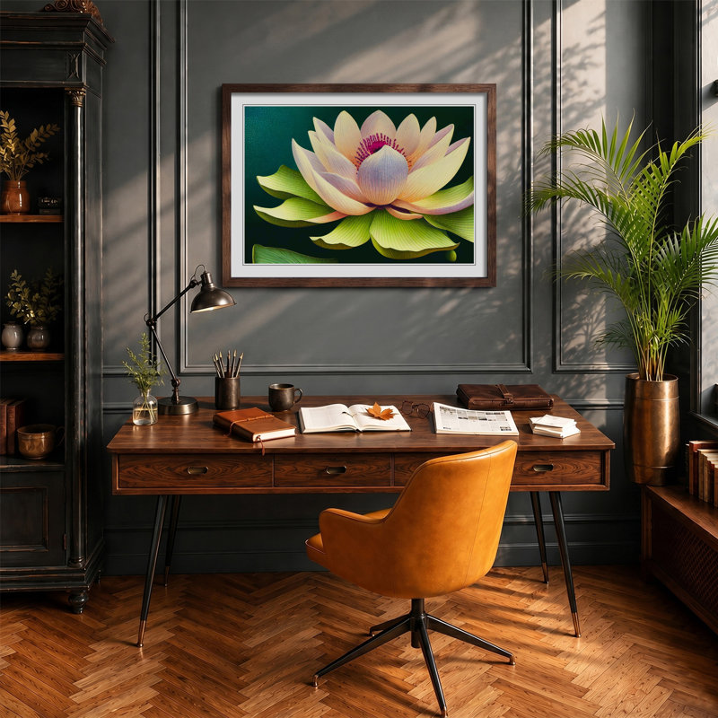 Precious Lotus Flower - Framed Print, 25cm H x 34cm W x 2cm D, Walnut Framed
