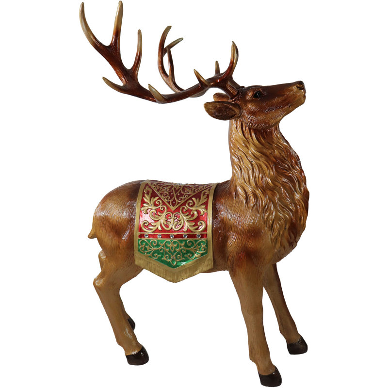 Fraser Hill Farm 5-Ft Oversized Standing Deer with LED Lights & Metallic Finish Christmas Decoration