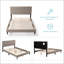 Structure de lit plateforme tapissier gris