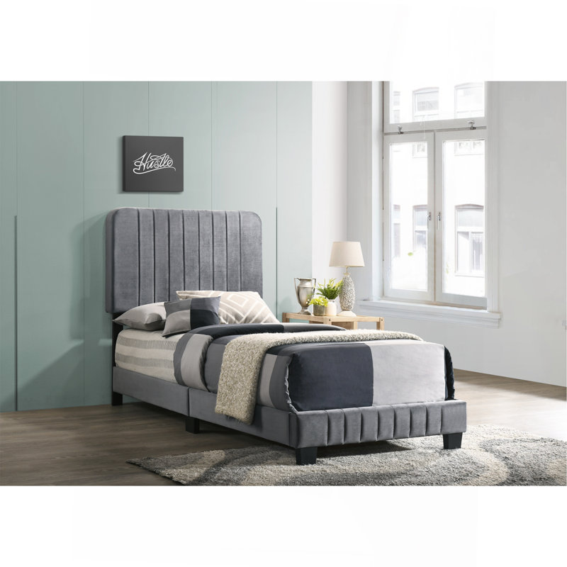 Lit simple contemporain gris élégant