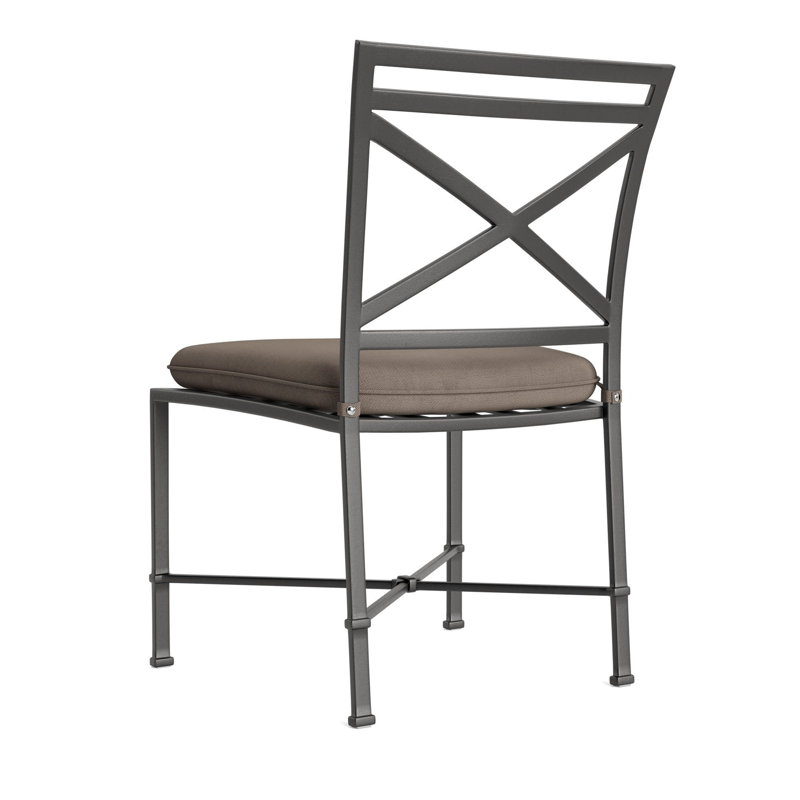 Venetian Outdoor Dining Side Chair, Fusion Moccasian, Textured Pewter, Brown