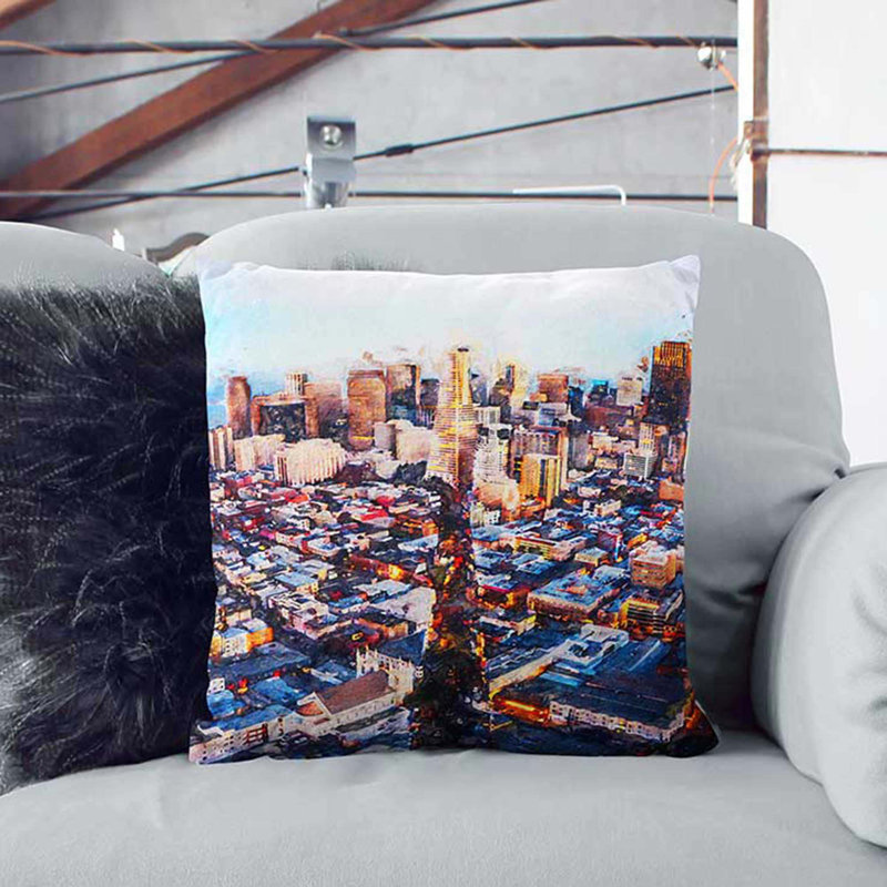 Downtown San Francisco Square Throw Cushion, 55cm H x 55cm W x 20cm D