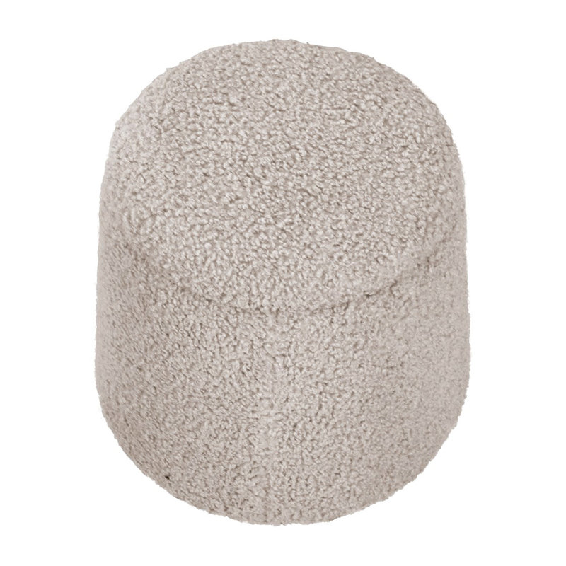 Round Storage Ottoman, Beige