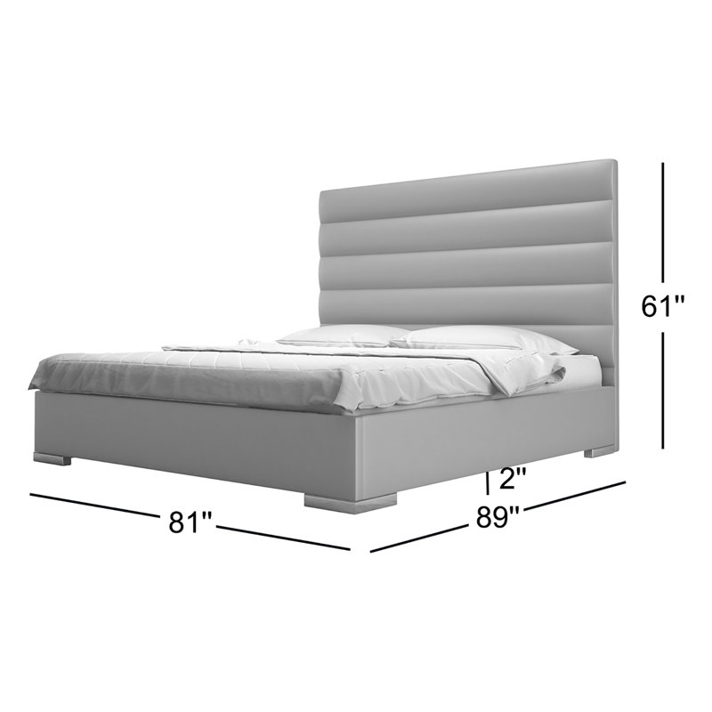 Rorer Vegan Leather Platform Storage Bed, California King, Granite Eco Leather