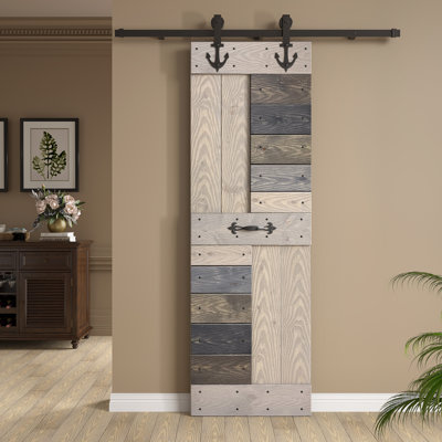Porte de grange coulissante en bois noueux bricolage Coast S Sequoia EMBossing S Series sans quincaillerie