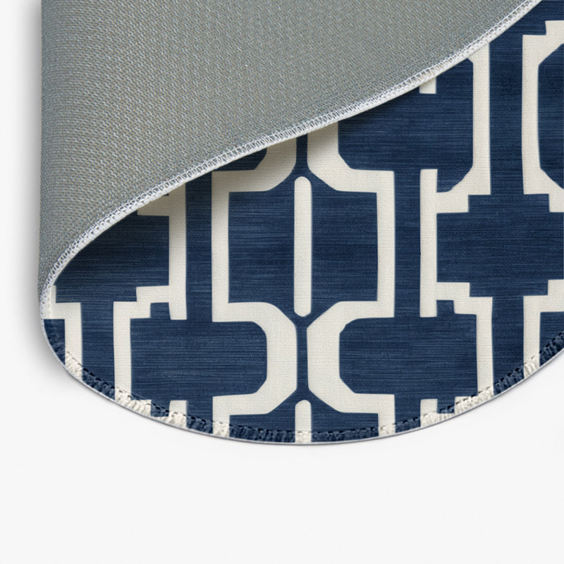 Trellis Gray Indoor and Outdoor Area Rug, Round 5'
