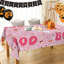 Nappe d'Halloween rectangulaire de 60 x 84 pouces, décoration de table d'Halloween, nappe rose d'Halloween fantôme citrouille et toile d'araignée, housse de table Halloween