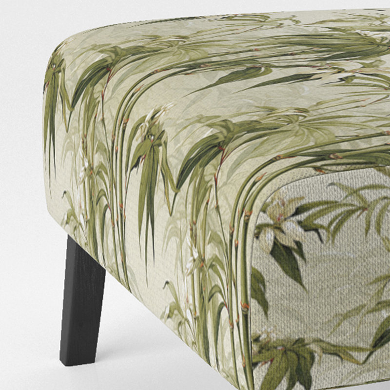 Fauteuil de chambre rembourré C, Motif tropical bambou élégance I