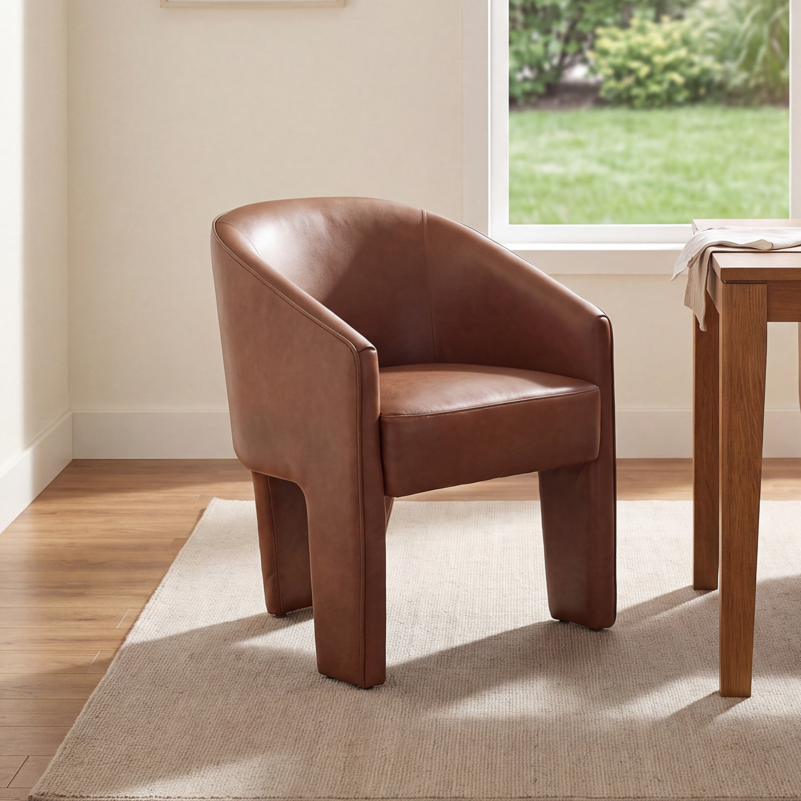 Tillison Genuine Leather Dining Armchair, Sonoma Chestnut