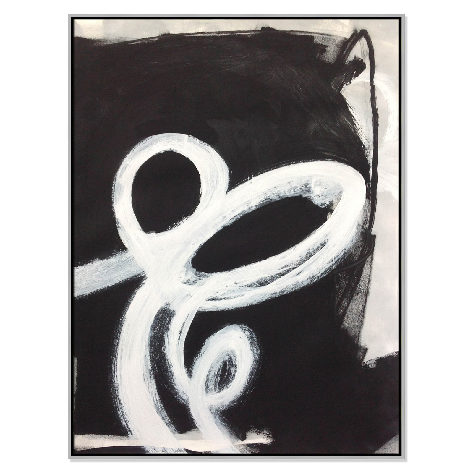 Bronte "Swirly Swirls II" Print, 49.5" H x 37.5" W x 2" D, Silver Floater Framed, No Mat