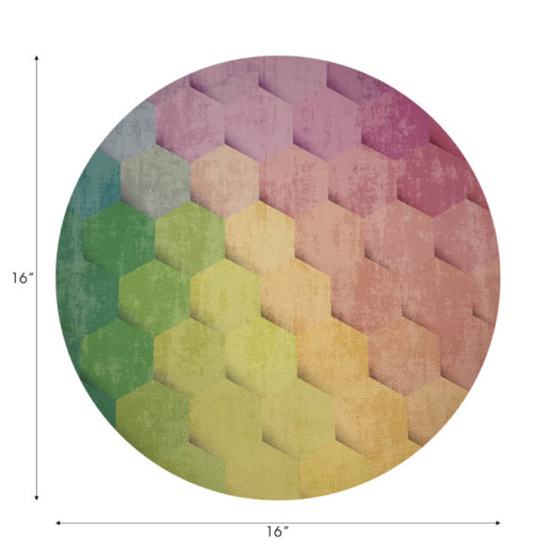 Hex Pebble 16" Vinyl Placemat, Yellow/Green/Purple