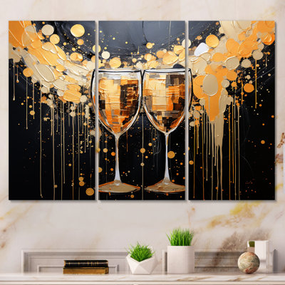 Gold And Black Champagne Essence  Champagne Wall Art