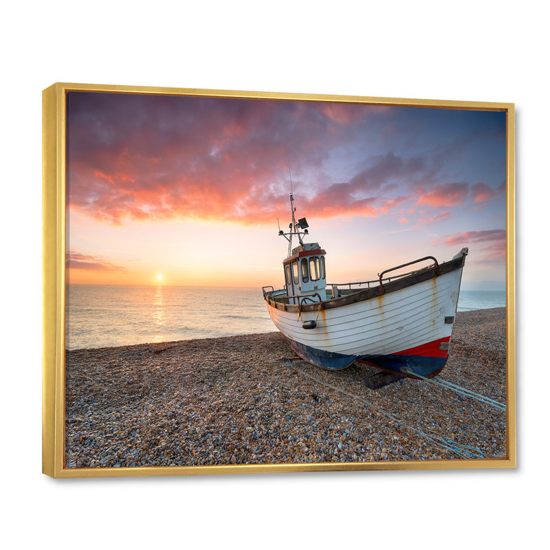 Voilier, photo de solitude I sur toile, H 24 po x l 32 po x P 1 po, Cadre flottant doré