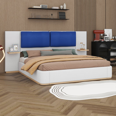 Queen Size Upholstered Platform Bed With Panel Headboard, Anti-Collision Soft Rounded Corners, No Box Spring Needed